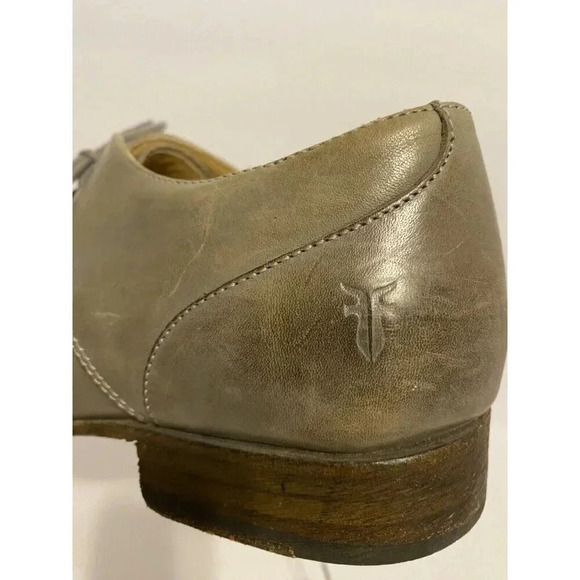 Frye Men’s Leather Dress Shoes Derby Sz 11 D Gray Beige  Distressed Capped Toe - Picture 11 of 13